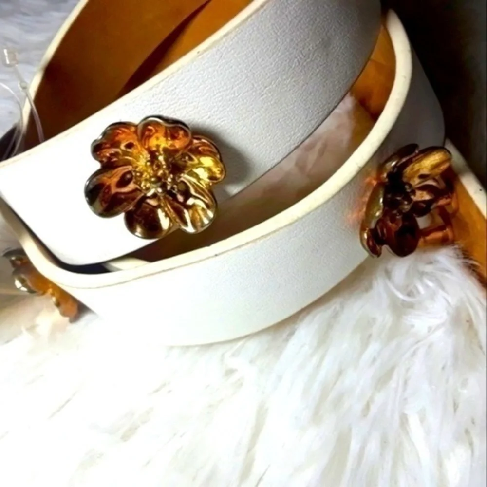 Kate Spade Sample Sale Golden Flowers Leather Belt